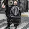 Sırt çantası ukf moda erkekler pvc deri siyah okul çantaları genç erkekler için 15.6 "dizüstü bilgisayar sırt çantaları usb şarj port mochila