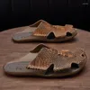 Pantofole scarpe da uomo di alta qualità sandali in pelle autentica in pelle slip-on beach maschio morbido resistente alle dimensioni 48