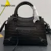 Balencig le Cagole City Bag Neo Handbag Sacs Classic Sacs Mini petit crocodile noir en relief croix Bady Smooth Calfskin épaule Luxurys Designer portefeuille Purs