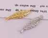 Necklaces HOT 20pcs 10x36mm Fish shape Mixed Plated White zircon copper Pendant,connector charm or earring/ Necklace ,Jewelry making