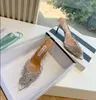 Aquazzura 2024 Toppkvalitetsdesigners Womens Sandaler PVC Crystal Buckle Party Wedding Dress Shoes Heel Sexig Back Strap Geunine Leather Sole Sandals
