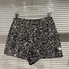 Autumn Black Velvet Shorts Women Sequined Shiny Cortile Short Pants Clubwear Shorts Pants High Street 240420