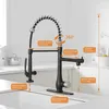 Kitchen Faucets FLG Sink Faucet With Sprayer Tap Brass Commercial Style Sturdy Spring Single Handle Pull Down