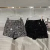 Autumn Black Velvet Shorts Women Sequined Shiny Cortile Short Pants Clubwear Shorts Pants High Street 240420