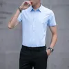 Sommermenschen schlanker sitzender Business -Arbeitshirt Casos hübsches Turnenkragen Kurzarm Shirts für Männer Soild Blusen 240418