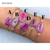 Strengen felroze stenen agataties geode druzy bedel armband verstelbare doosketen boho sieraden voor vrouwen