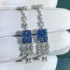 Küpe Wuiha 925 STERLING Gümüş 3Ex Ezilmiş Buz Emerald Kesme 12ct VVS Sarı Elmas Safir Sentetik Moissanit Damla Küpe Hediyeleri