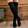 Boots Thigh High Sock Women Over-the-knee 2024 Autumn Winter Chunky Heels Black Designer Elegant Sexy Medium Heel Botas De Mujer