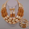 Collane WHTIE CORAL CORALE Nigerian Wedding African Beads Set di gioielli