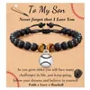 Sports Bracelet TO My Son Black Matte Basketball Pendant Bracelet Tiger Eye Stone Woven Black Matte Boy Girl Jewelry Charm Gift Fashion Wholesale 7 Design #078