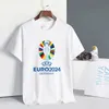 Euro 2024 football t-shirt 100% cotton short-sleeved half-sleeved men and women in Italy and France fans in Germany