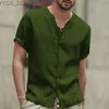 Chemises décontractées pour hommes 2018 Coton et chanvre Hot Sell Mens Shirts à manches courtes Summer Solid Standing Collar Casual Beach Style Shirts YQ240422