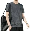 IJs zijde Snelle drogende kleding kort T-shirt voor heren zomer dunne maas ademende half mouwen training camouflage sportkleding