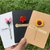 Begrüßung Segen Blumen getrocknete handgeschriebene Karte Geburtstagsgeschenk Hochzeit Einladungen Nachricht DIY Retro Kraftpapier