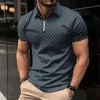 2023 Mens Zip Polo Shirts snabba torra kläder Fashions klassiska andningsbara kortärmad tee utomhus man överdimensionerad casual blus 240416