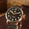 Watches San Martin 45mm CUSN8 Bronze Pilot Men tittar på YN55A Automatisk mekanisk vintage militär enkel stil safirvattentät 10bar