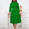 Casual Dresses D459 European And American Cross-border Women's Fashion Temperament Elegant Pleated Skirt Solid Color Plus Size