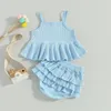 Ensembles de vêtements focusnorm 3 couleurs Baby Girls Baby Girls Vêtements d'été 0-3Y