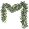 الزهور الزخرفية 2pcs/1pc eucalyptus garland 6ft 6ft ungetial greenery faux أوراق الكروم لزفاف جدار الباب قوس القوس