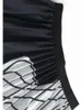 Kjolar hög elastisk midja svart randig veckad elegant halvkropp kjol kvinnor mode tidvatten våren x811