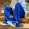 Pantaloni da uomo uomo high streetpants sweat model alen slood latel fessura a gamba dritta blu jacquard bottoms vestiti maschili maschili