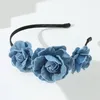 Haarclips Spring Sweet Headbands Rose Washed-Denim Headband Ladies Dropship