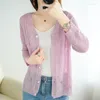 Women's Knits Spring And Summer Korean Style Loose Knitted Cardigan Hollow V-Neck Short Long Sleeve Air-conditioning Shirt