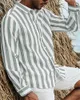 Chemises décontractées pour hommes plage d'été vendant une couleur solide à rayures à rayures à manches longues à manches longues à manches longues