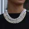 Luxo Moda de Luxo Moissanite Icepou a cadeia de link cubano White Gold Bated Sterling Prata Miami Colar Cuban Link para homens