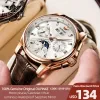 Kits OUPINKE Luxury Uhr für Mann Top Markengelenkwächter Sapphire Glas wasserdichtes Lederband Automatische Uhr MEN 3189