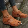 Casual Shoes Summer Women's Closed Toe Wedge Sandals 2024 Plus Size Female Beach Outdoor Roman T-strap For Women