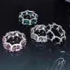 Размер 6 7 8 Женщины обручальные кольца Сверкающие роскошные заглушки 925 Стерлинговое серебро наполнить 4 Цвет 5A Циркон CZ Diamond Gemstones Eternity P213G