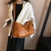 leftside Y2K Solid Color Big Shoulder Bags for Women Korean Fi Lady Retro PU Leather Underarm Bag 2023 Trend Handbags G7Z8#