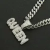 Cool stitching full diamond letter pendant CUBAN CHAIN NECKLACE mens hip hop nightclub personality short clavicle chain