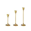 3pc Candlestick Holders Kit Brass Gold Candlestick Set Wedding Tafel Decoratieve kandelaar Stand voor feestdiner