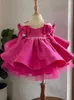 Robes de fille satin princesse fleur mignonne robe de bal robe de communion pour enfants robe mariage enfant fille fête des fêtes