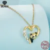 Colares Bisaer autêntico 925 Sterling Silver Panda Colar pingente de bebê 3 cores Cadeia de caixa ajustável para mulheres FEARE FELE JOENS Presente