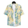 Chemises décontractées pour hommes Summer Men Shirt Tropical Leaf Imprimé avec une technologie à sec rapidement tissu respirant pour les vacances Style Hawaiian