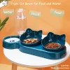 Suministra tazones de gato triples alimentador de mascotas, tazones dobles de 2 pulgadas con botella de bebida automática, diseño inclinado y rotativo para gatos y perros