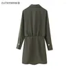 Robes décontractées zatrhmbm femmes 2024 Automne Fashion Tie Decoration Mini robe Vintage Col de remin-down