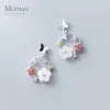 Boucles d'oreilles modian fashion papillon rond en émail fleur de fleurs boucles d'oreilles charme 925 argent sterling pelleur de luxe oreille pour femmes bijoux de mariage