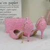 Dress Shoes AB Pink Pearl Flower Wedding With Matching Bags High Heels Pointed Toe Ankle Strap Ladies Party Shoe And Bag Set