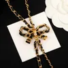 Pendant Necklaces Designer Top Quality Black Bow Pendant Gold Necklace Sweater Chain Woman Europe Jewelry Girl Gift Party Trend 240419