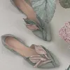 Casual Shoes Pure Hand Made Retro Pink Green Suede Petal Ladle Women Pointed Toe Genuine Leather Hollow Slip On Comfortable Flat