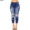 Dames jeans dames hoogbouw gescheurd mager stretch slanke fit verontruste vernietigde denim enkelbroek y2k streetwear potlood