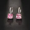 Boucles d'oreilles JMK 7 Colors CZ Square Crystal Fashion Huggie Huggie pour les femmes Bijoux de fête des filles