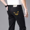 メンズジーンズデザイナー2023ニューエンド韓国エディションエラスティック刺繍青少年スリムフィットスモールフィートカジュアルコットンブラックパンツftms