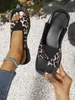 Casual Shoes Womens Sandals Summer Vintage Open Toe Flip Flops Fashion Beach Flat Basic Square Head Leopard Mönster Designer