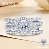 Cluster Rings NKHOG Real 3CT Oval Moissanite S925 Silver Ring Women Plated Au750 Sparkling Diamond Wedding Band No Fade Fine Jewelry GRA