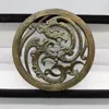 Decorative Figurines Pure Copper Hollowed Out Antique Dragon And Phoenix Auspicious Pendant Old Bronze Plaque